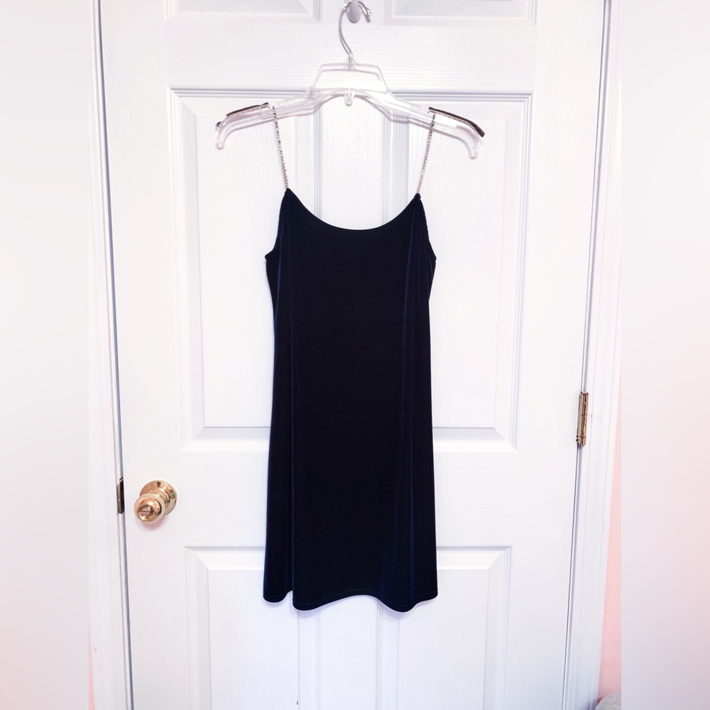 Vintage dark blue velvet slip dress